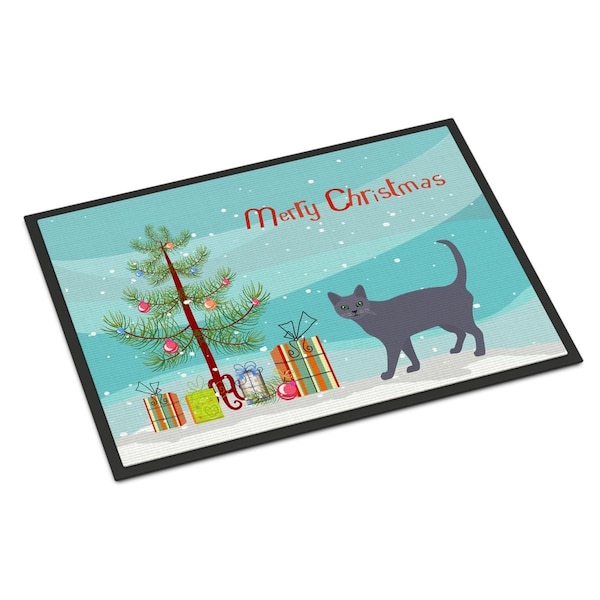 Carolines Treasures 24 x 36 in. Korat No.3 Cat Merry Christmas Indoor or Outdoor Mat CK4638JMAT - main